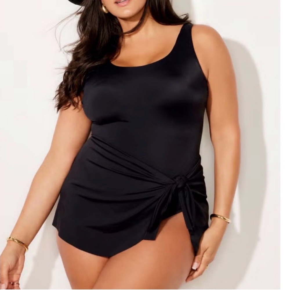 New Swimsuits For All Adjustable Sarong One Piece Swimsuit Plus
Size 18 Black